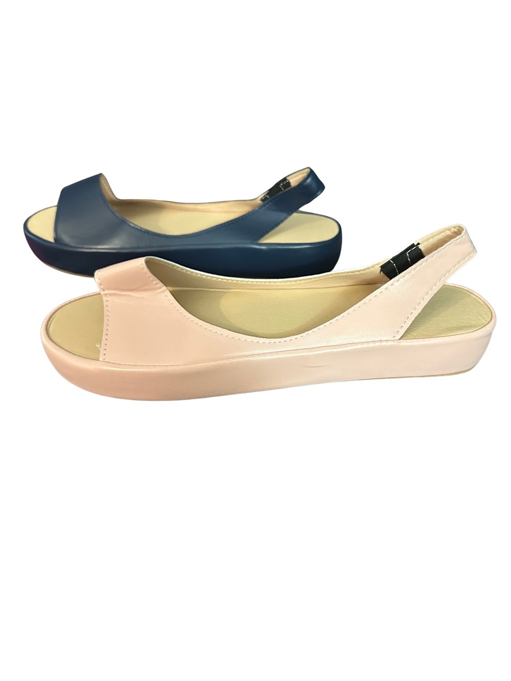 Women's Slingback Open-Toe Sandals in Navy and Blush - Picture 2 of 3